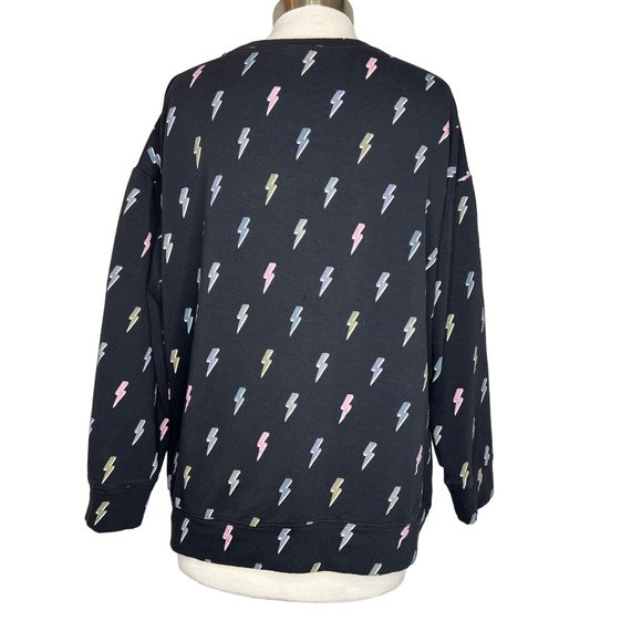 Torrid fleece women’s size 1-(14–16) black with gray pink gold lightning bolts d - Picture 7 of 14